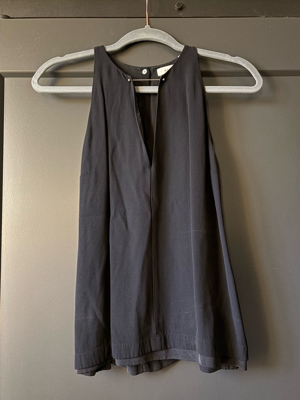 A.L.C. Black Halter V-Neck Silk-Blend Blouse